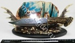 Нож охотничий (подставка, кость резьба) "Олень" дек.панно сувенир SL 4013