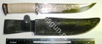 Нож "Атаман" позолота, рукоять береста, клинок 210 мм. сталь ЭИ-107