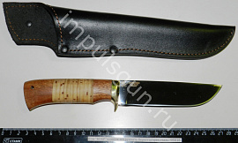 Нож "БОБР" клинок 130 мм.рукоять береста/орех сталь -95Х18-