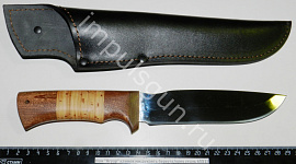 Нож "Ягуар" клинок 150 мм.рукоять береста/орех сталь 65Х13
