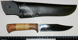 Нож "Норка" клинок 130 мм.рукоять береста/орех сталь 65Х13