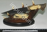 Нож охотничий (подставка, кость резьба) "Орел" сувенир SL 1006