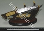 Нож охотничий (подставка, кость резьба) "Олень" сувенир SL 1009
